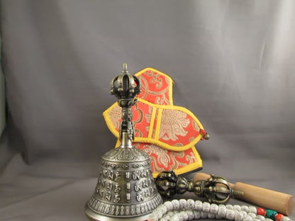 Tibetan Buddhism Ritual Om Mantra 7" High Quality Sound Bronze Bell Dorje/Vajra Set Nepal free