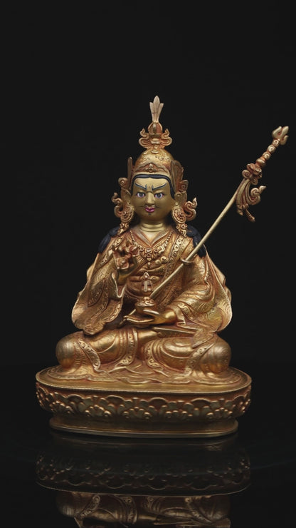 Tibetan Buddhism 24K Gold Face Painting Guru Choke Dorje Copper Statue Sculpture Figure Nepal free