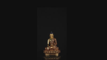 Tibetan Buddhism Gold Face Lord Shakyamuni Buddha Shakya Hand Craved Gold-Plated Copper Statue Sculpture Figure Nepal free