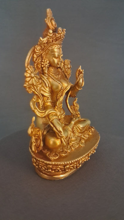 Tibetan Buddhism Goddess White Tara Rupa Gold Plated Copper Statue Figure Nepal free