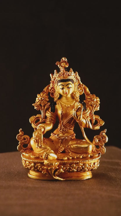 Gold Face Buddhism Goddess Green Tara Rupa Gold Plated Copper Statue Sculpture Figure Nepal free