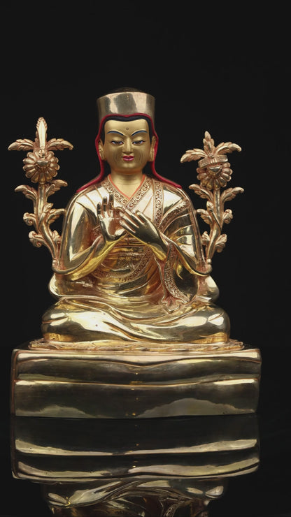 Tibetan Buddhism spiritual leader Sakya Pandita Kunga Gyaltsen Gold Plated Copper Statue Sculpture Figure Nepal free