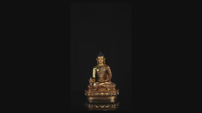 Tibetan Buddhism Gold Face Painting Lord Medicine Buddha Hand Craved Gold Plated Copper Statue Sculpture Figure Nepal free