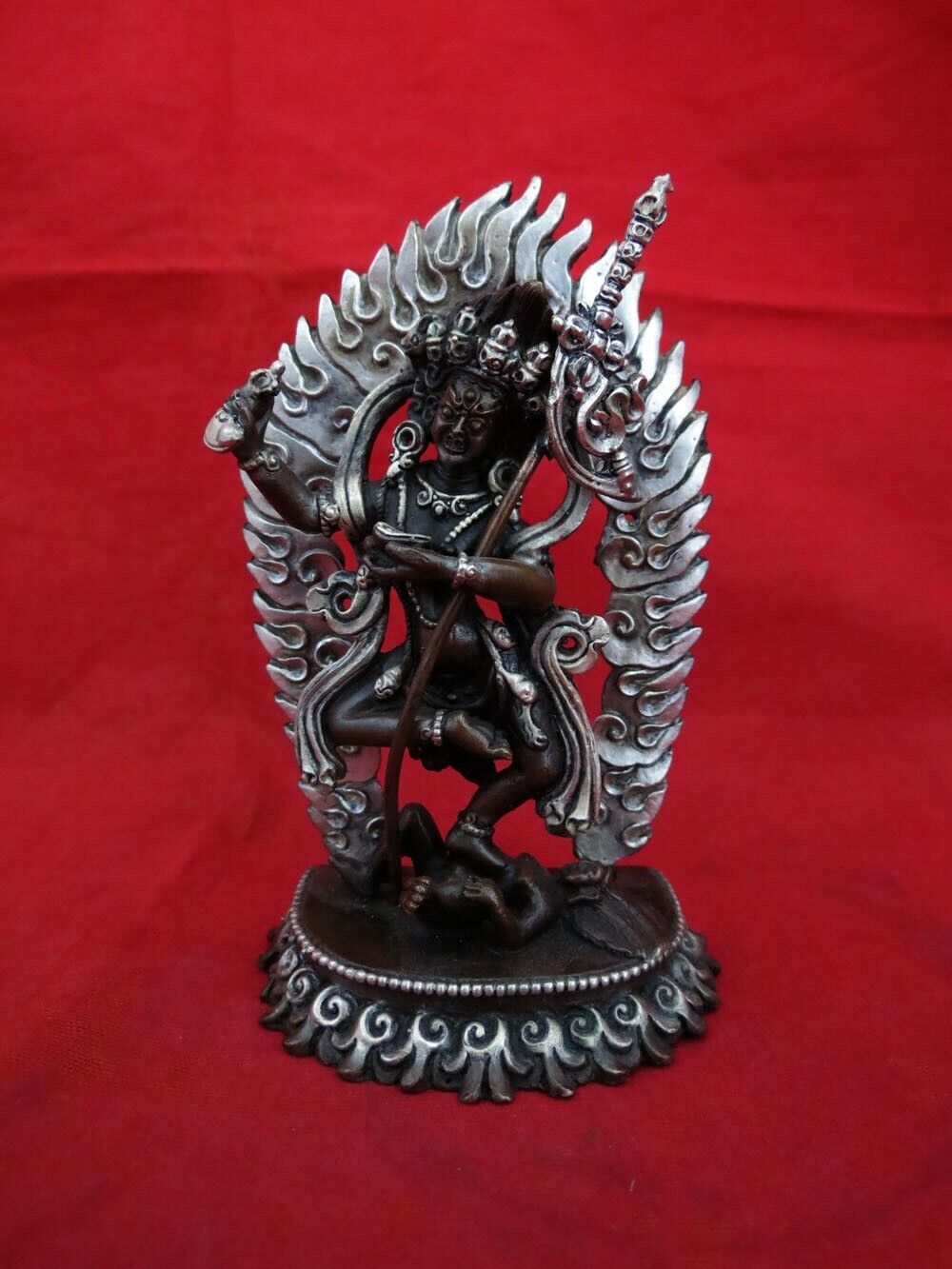 Tibetan Buddhism Vajravarahi Dakini Jogini Silver Oxide Copper Statue Figure Nepal