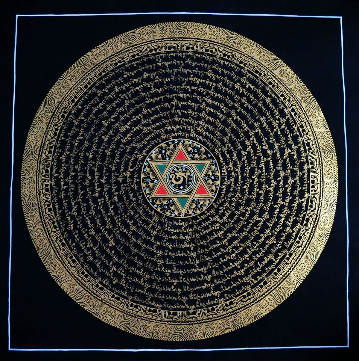 Tibetan Jambhala Dzambhala Om Padma Krodha Arya Jambhala Hridaya Hum Phat Mantra Thangka