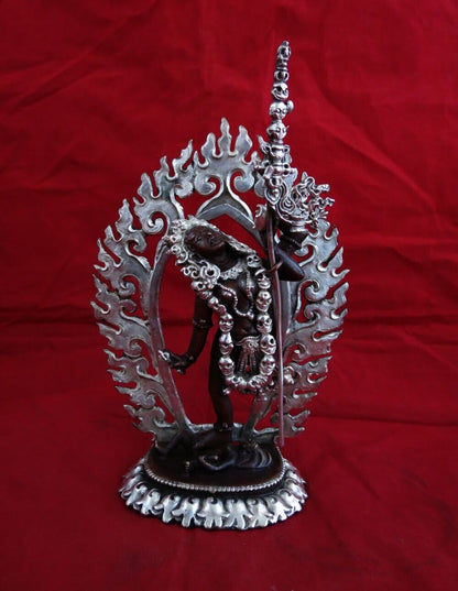 Buddhism Goddess Akash Jogini Yogini Dakini Vajrayogini Silver Oxide 6.2" Copper Statue Figure Nepal