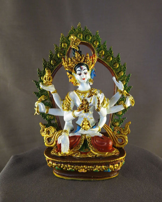 Tibetan Buddhism Lord Namgyal Ushnishavijaya Copper Hand Paint Statue Figure Nepal