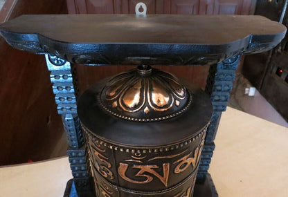 16" Tibetan Buddhism "Om Mani Padme Hum" Mantra Fine Copper Prayer Wheel Nepal