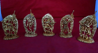 Tibetan Buddhism Set of 5 Yogini Dakini Gold Plated Fine Copper Statue Figure Nepal