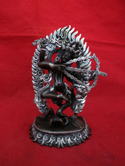 Tibetan Buddhism Goddess Kurukulla Dakini Jogini Silver Oxide Copper Statue Nepal