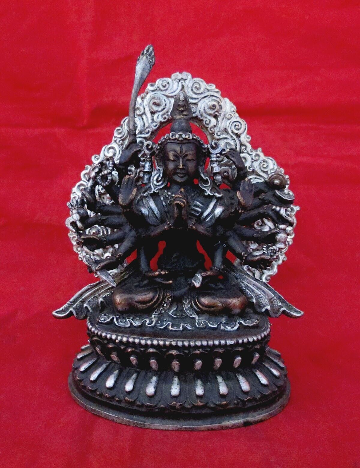 Buddhism Goddess Chandi Dakini Silver Oxide Fine Copper Handmade Statue Figure Nepal