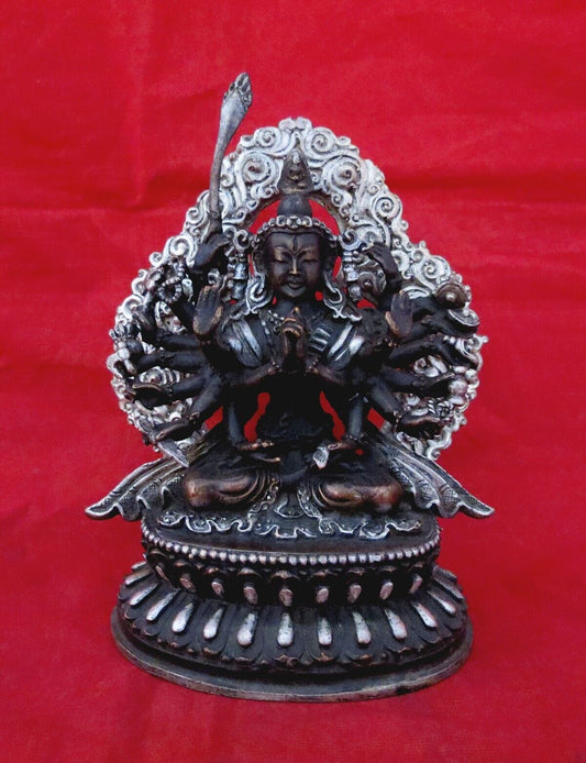 Buddhism Goddess Chandi Dakini Silver Oxide Fine Copper Handmade Statue Figure Nepal