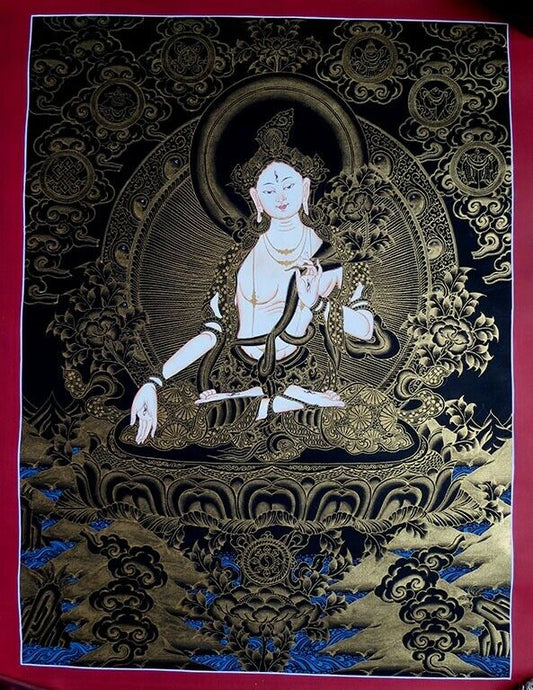 Tibetan Buddhism Goddess White Tara Rupa Fine Hand Painting Thangka Nepal