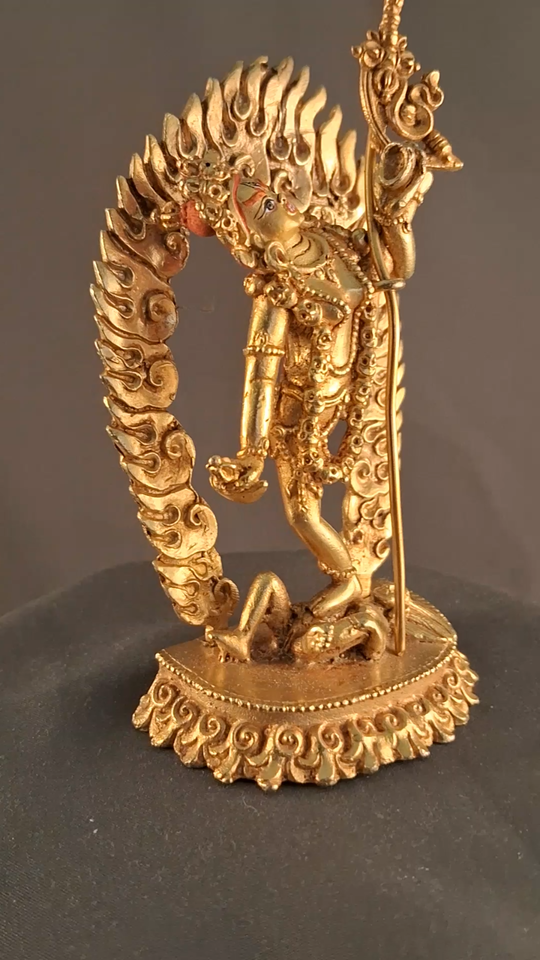 Tibetan Buddhism Gold Face Goddess Dakini Akash Yogini Gold Plated Copper Statue Figure Nepal