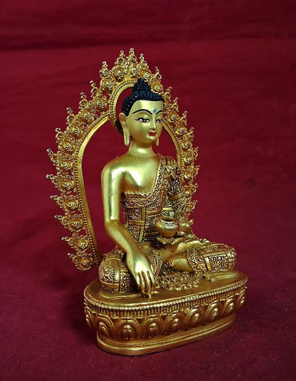 Buddhism Lord Shakyamuni Buddha Copper Gold Plated Statue Figure Nepal