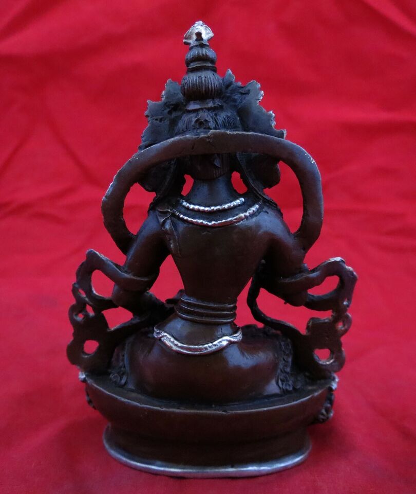 Tibetan Buddhism Lord Vajrasattva Silver Oxide Copper Statue Figure Nepal