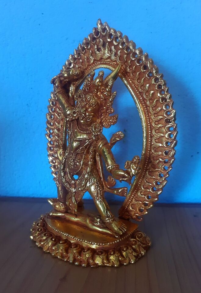 Tibetan Buddhism Wrathful Deity Ekajati Samantabhadri Gold Plated Copper Statue Figure Nepal