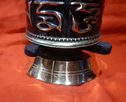 Buddhism Om Mani Padme Hum Mantra Copper Oxide Handmade Offering Prayer Wheel Nepal