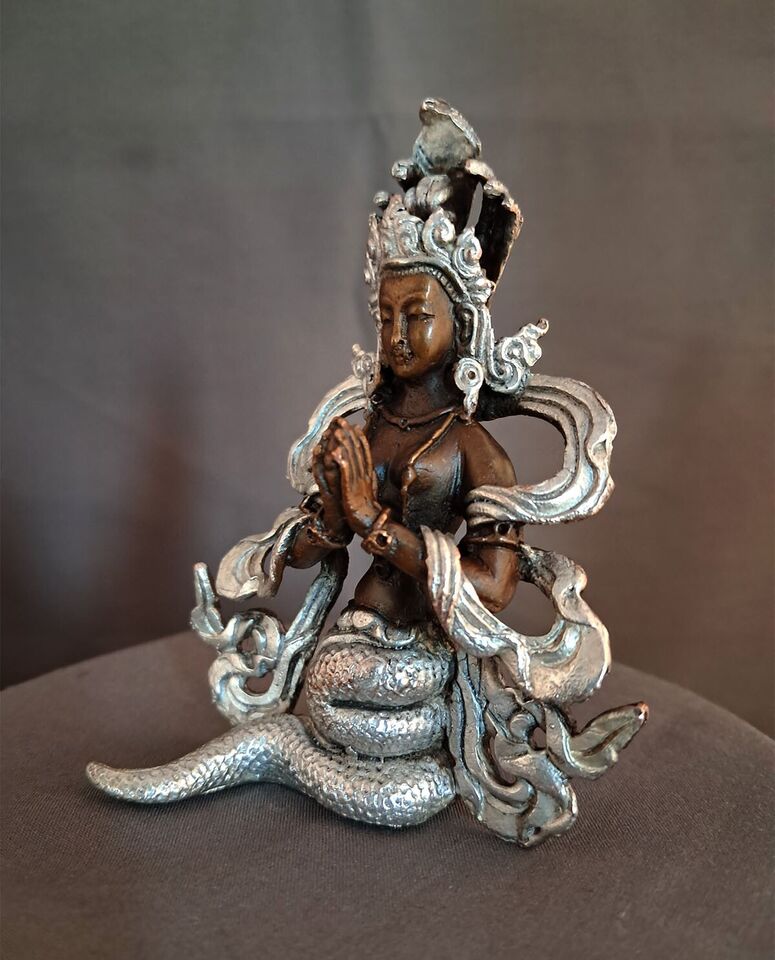 Buddhism Hinduism Snake Goddess Naga kanya 3.5" Copper Handmade Statue Figure Nepal