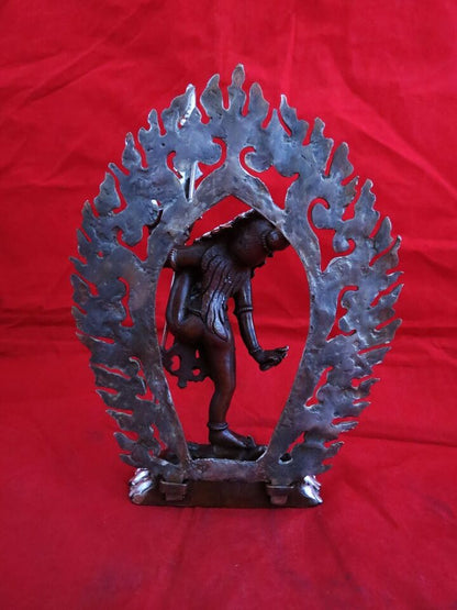 Buddhism Goddess Akash Jogini Yogini Dakini Vajrayogini Silver Oxide 6.2" Copper Statue Figure Nepal