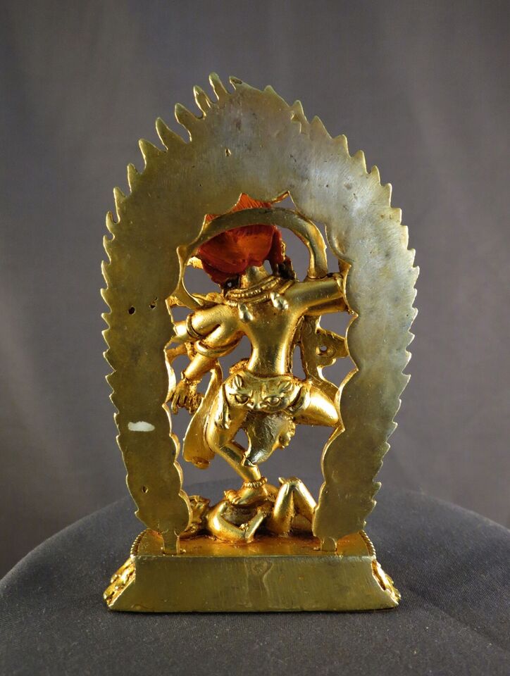 Tibetan Buddhism Gold Face Goddess Kurukulla Dakini Jogini Gold Plated Copper Statue Nepal