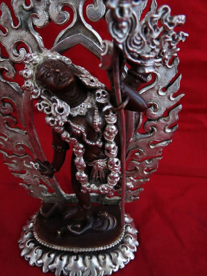 Buddhism Goddess Akash Jogini Yogini Dakini Vajrayogini Silver Oxide 6.2" Copper Statue Figure Nepal