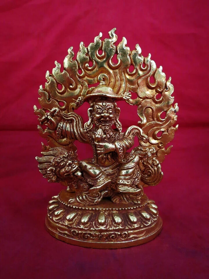 Tibetan Buddhism Set of Rahula Ekajati Lakpa Copper Gold Plated Statue Figure Nepal