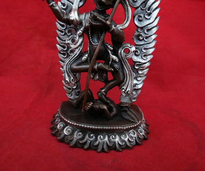 Tibetan Buddhism Simghamukha Dakini Yogini Silver Oxide Copper Statue Figure Nepal