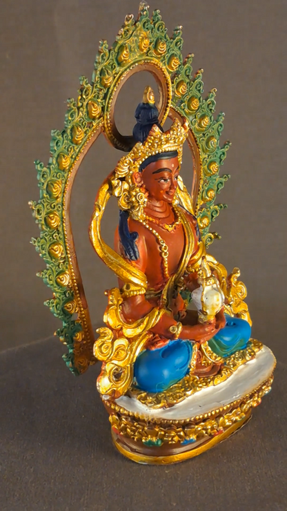 Tibetan Buddhism Goddess Aparmita Amitayus Copper Hand Paint Statue Figure Nepal