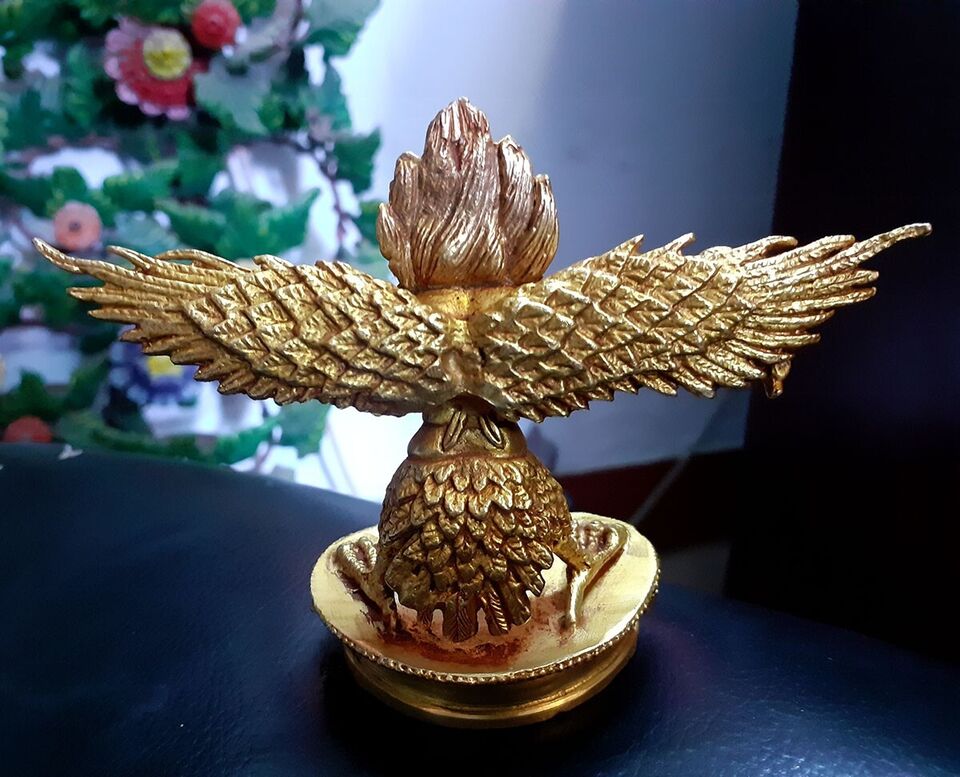 Tibetan Buddhism Gold Plated Garuda Bantej Eagle Copper Statue Figure Nepal