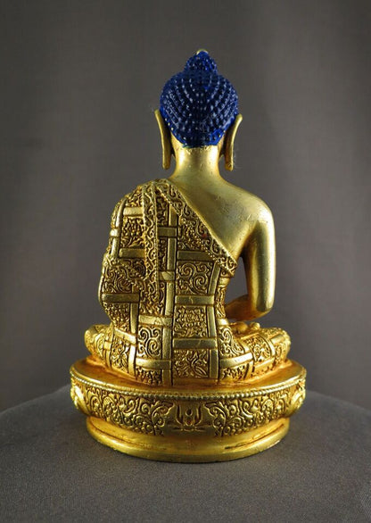 Tibetan Buddhism Gold Face Hand Painting Lord Amitabha Buddha Gold Plated Body Statue Figure Nepal