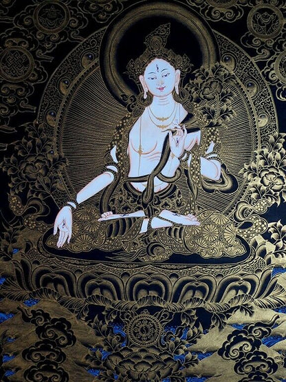 Tibetan Buddhism Goddess White Tara Rupa Fine Hand Painting Thangka Nepal