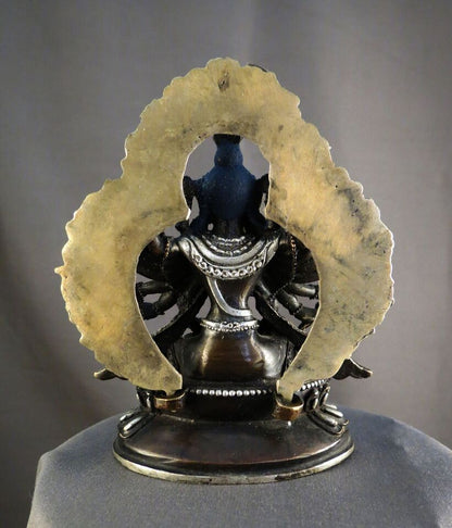 Buddhism Gold Face Goddess Chandi Dakini Silver Oxide Copper Statue Figure Nepal