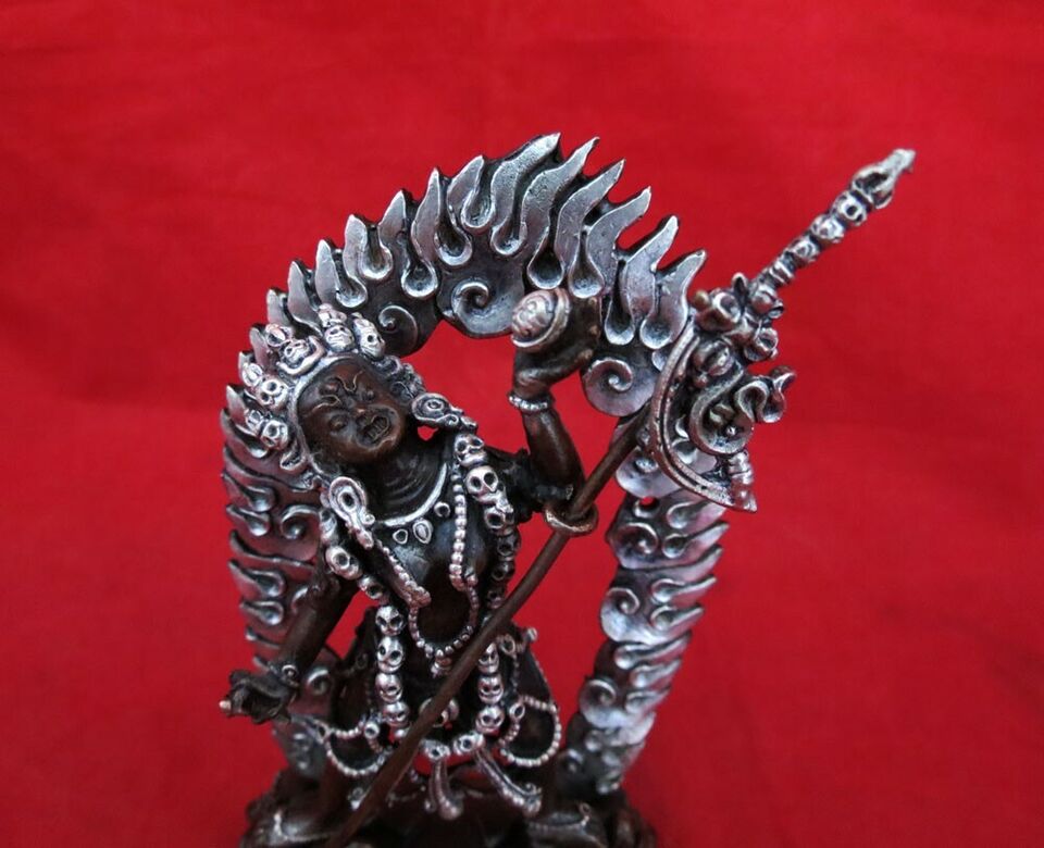 Tibetan Buddhism Goddess Vajrayogini Dakini Silver Oxide 3.6" Copper Statue Figure Nepal