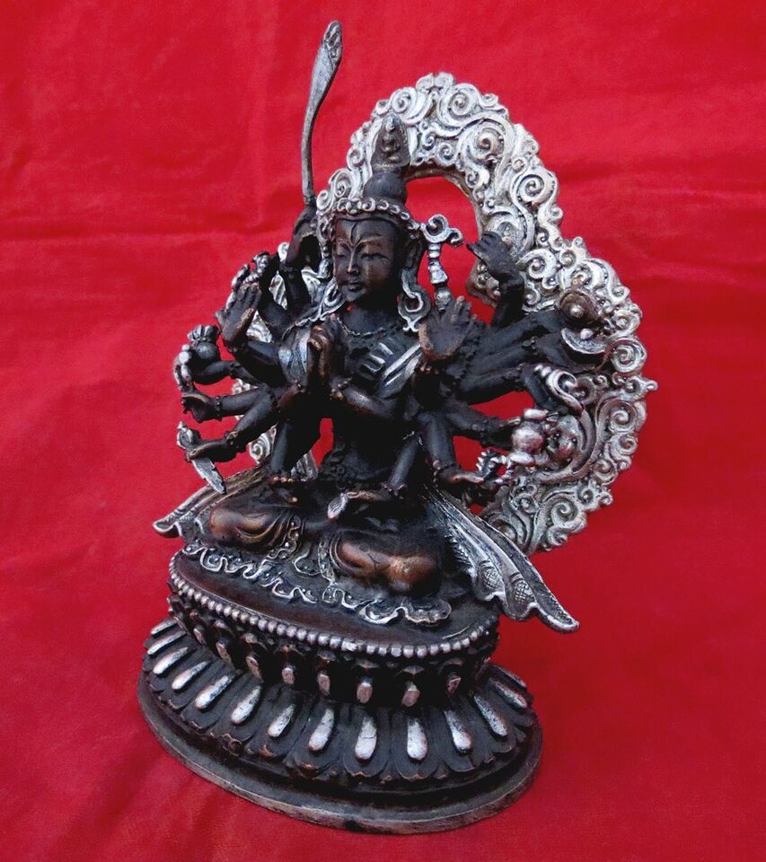 Buddhism Goddess Chandi Dakini Silver Oxide Fine Copper Handmade Statue Figure Nepal