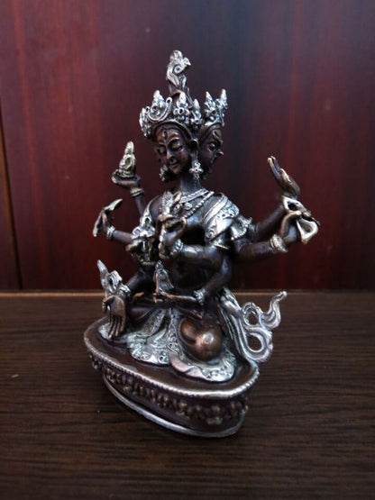 Tibetan Buddhism Lord Namgyal Ushnishavijaya Silver Oxide Copper Statue Figure Nepal free