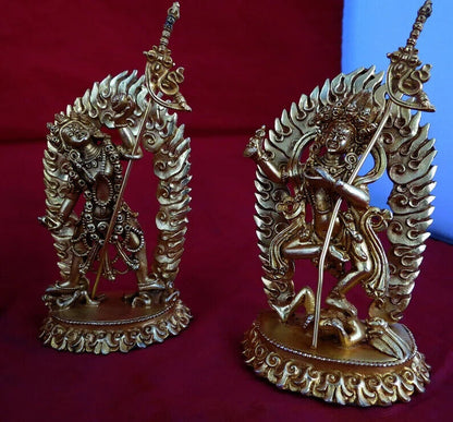 Tibetan Buddhism Set of 5 Yogini Dakini Gold Plated Fine Copper Statue Figure Nepal