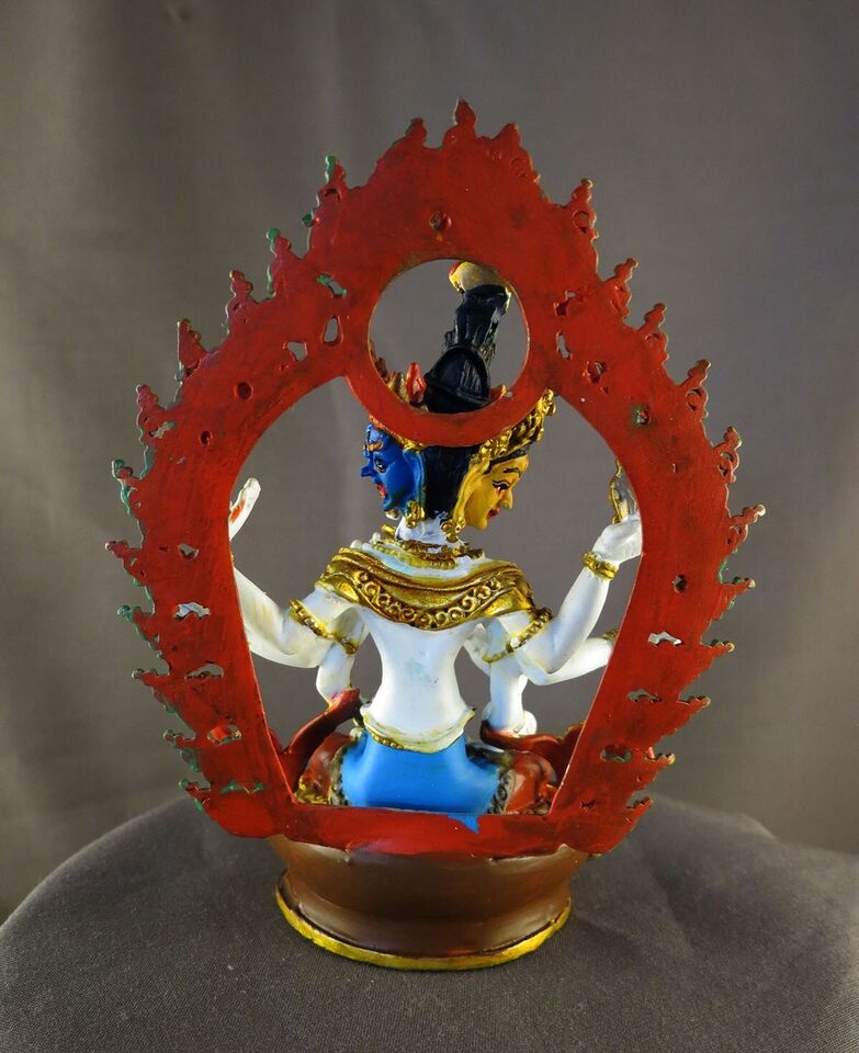 Tibetan Buddhism Lord Namgyal Ushnishavijaya Copper Hand Paint Statue Figure Nepal