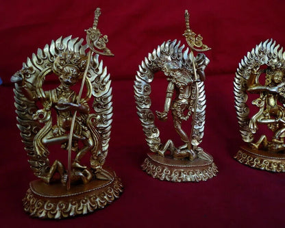 Tibetan Buddhism Set of 5 Yogini Dakini Gold Plated Fine Copper Statue Figure Nepal