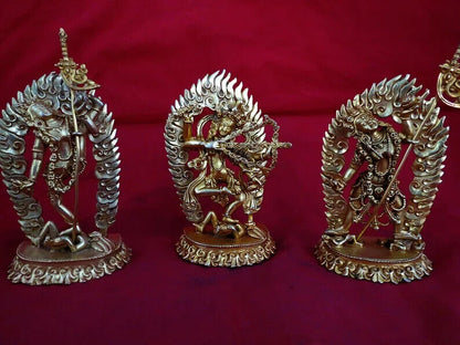 Tibetan Buddhism Set of 5 Yogini Dakini Gold Plated Fine Copper Statue Figure Nepal