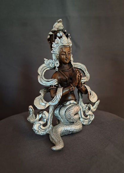 Buddhism Hinduism Snake Goddess Naga kanya 3.5" Copper Handmade Statue Figure Nepal