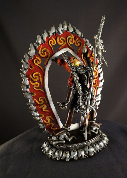 Tibetan Buddhism Gold Face Vajrayogini Dakini Dorje Neljorma Silver Oxide 6" Copper Statue Figure Nepal