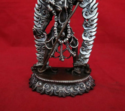 Tibetan Buddhism Goddess Vajrayogini Dakini Silver Oxide 3.6" Copper Statue Figure Nepal