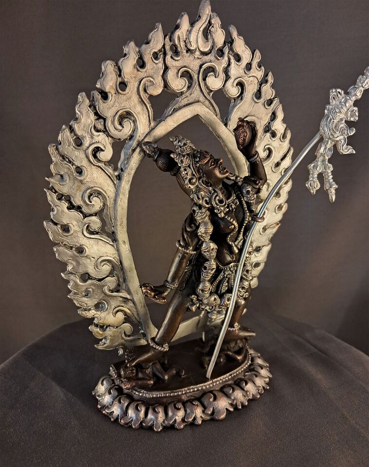 Tibetan Buddhism Vajrayogini Dakini Jogini Silver Oxide 6" Copper Statue Figure Nepal