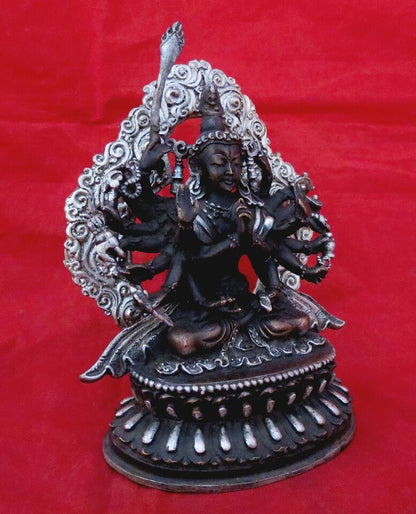 Buddhism Goddess Chandi Dakini Silver Oxide Fine Copper Handmade Statue Figure Nepal