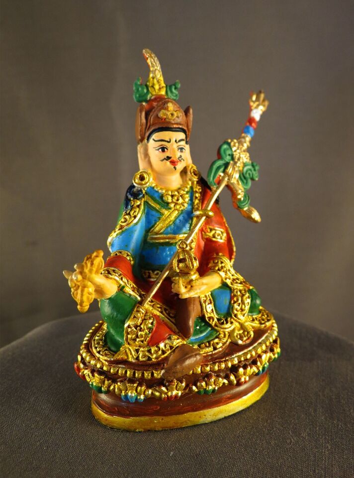 Tibetan Guru Rinpoche (Padmasambhava) 3.2" Hand Paint Copper Statue Figure Nepal