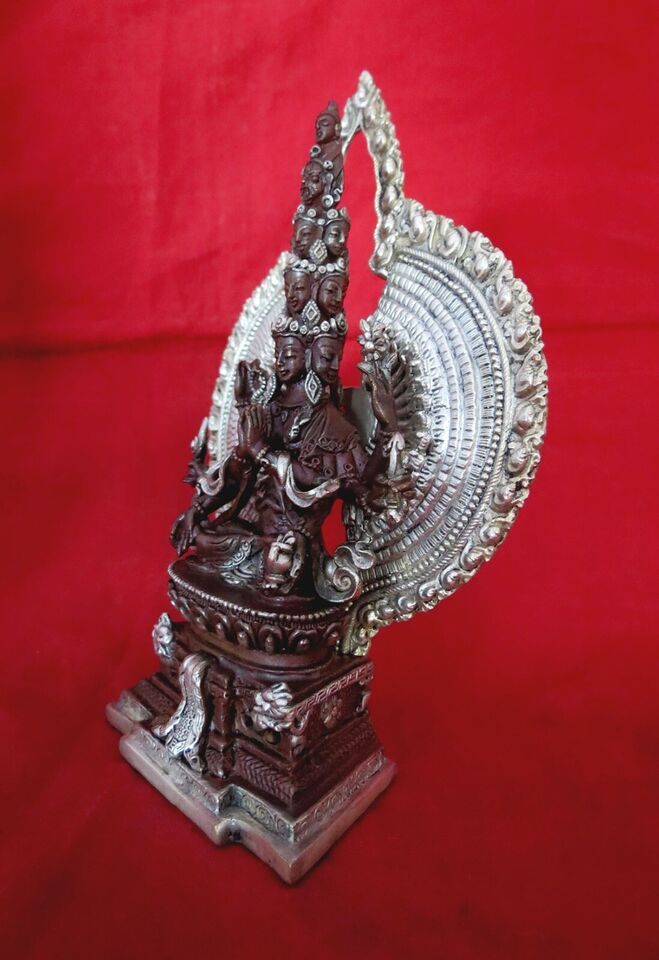 Thousand Arms Lord Avalokitesvara Sahasrabhuja Lokeshwor Copper Statue Figure Nepal