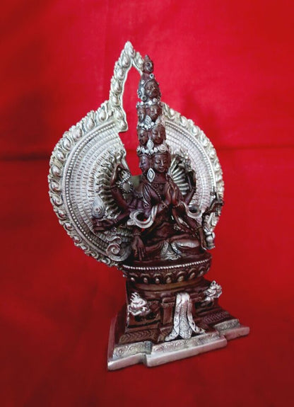 Thousand Arms Lord Avalokitesvara Sahasrabhuja Lokeshwor Copper Statue Figure Nepal