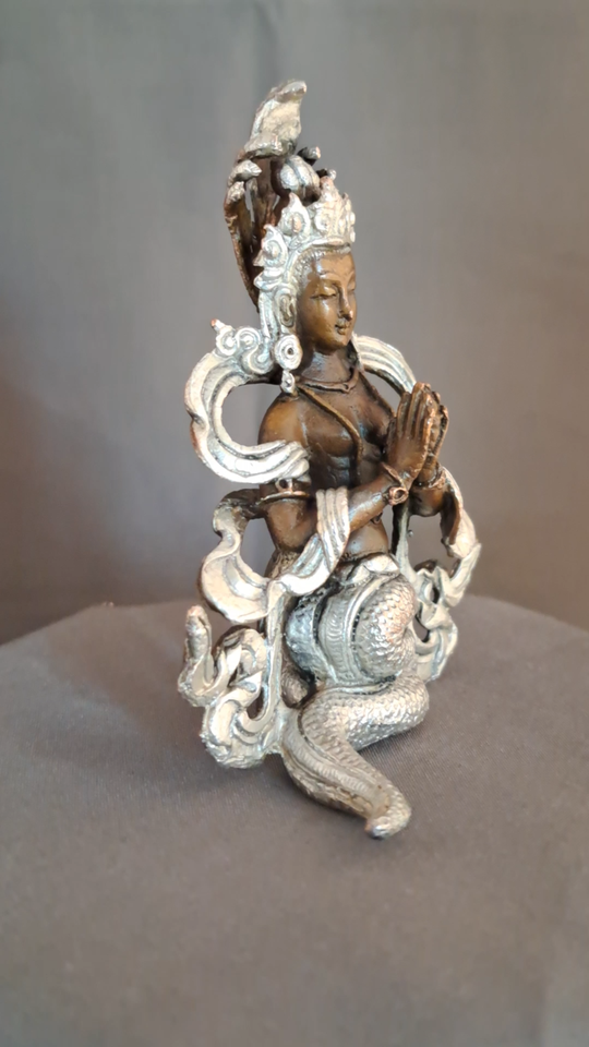 Buddhism Hinduism Snake Goddess Naga kanya 3.5" Copper Handmade Statue Figure Nepal