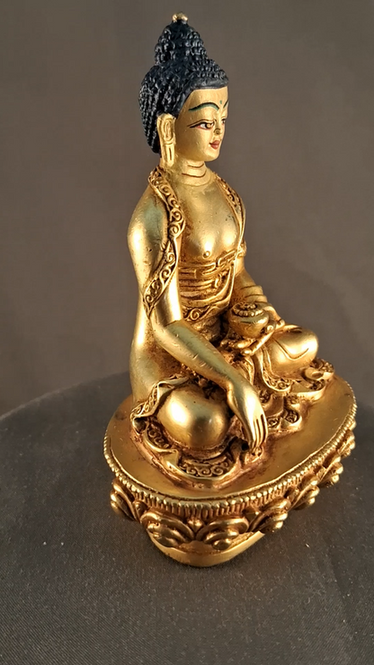 Hand Paint Gold Face Lord Shakyamuni Buddha Statue Gold Plated Statue Figure Nepal